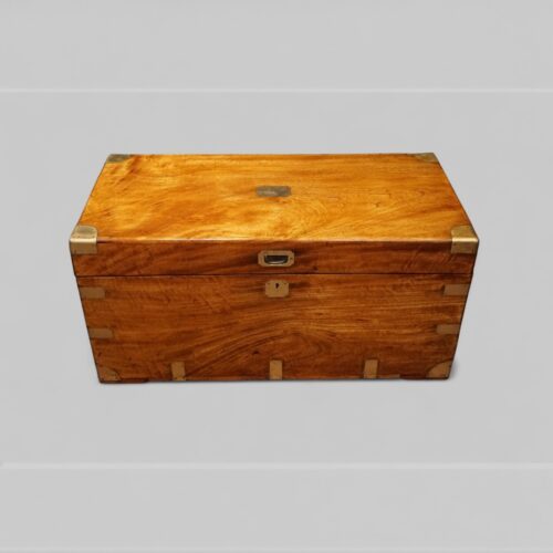 Large brass bound camphor wood campaign trunk