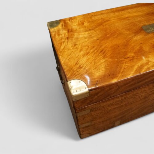 Large brass bound camphor wood campaign trunk brass corner