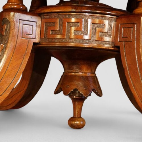 Victorian burr walnut coffee table Greek key pattern