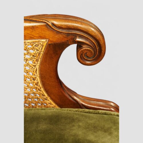 William IV mahogany bergere library chair detail arm