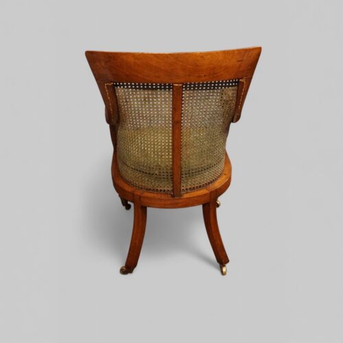 William IV mahogany bergere library chair rear
