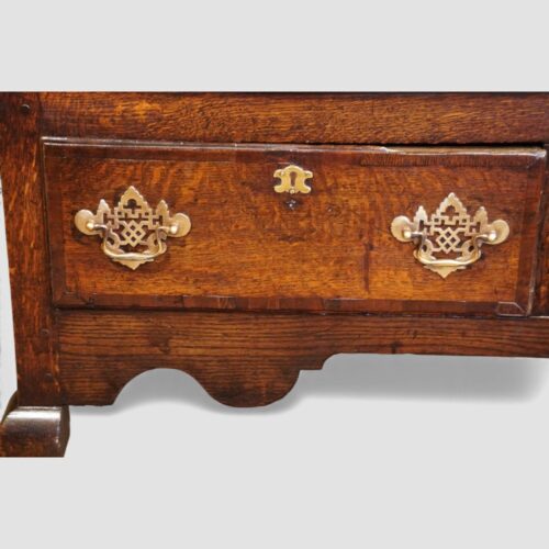Antique oak small dresser base drawer detail