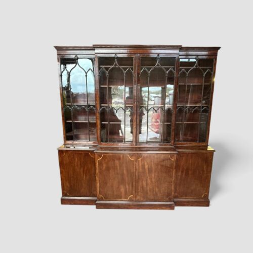 George III mahogany breakfront bookcase
