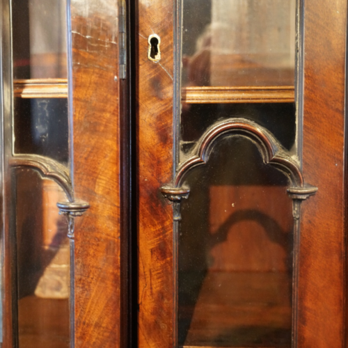 George III mahogany breakfront bookcase door bar