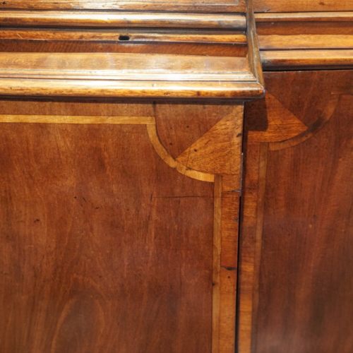 George III mahogany breakfront bookcase indent banding