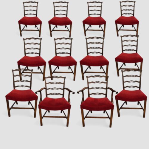 Set of 12 Hepplewhite style ladderback dining chairs