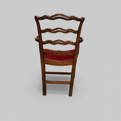 Set of 12 Hepplewhite style ladderback dining chairs armchair rear