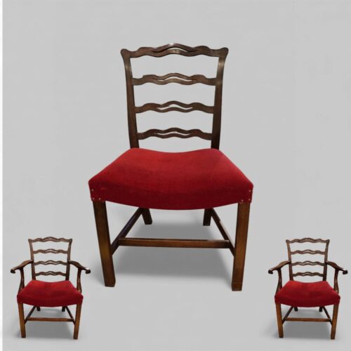 Set of 12 Hepplewhite style ladderback dining chairs armchairs and side chair