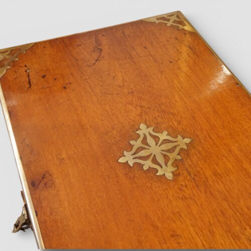19thc brass inlaid teak campaign trunk inlay
