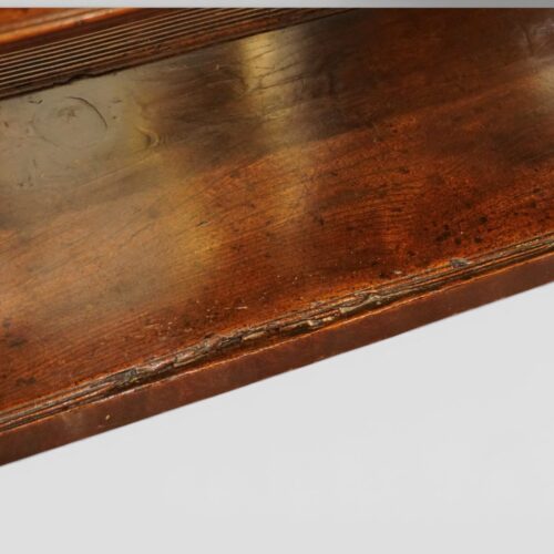 Early 19thc oak pot board dresser base elm plank