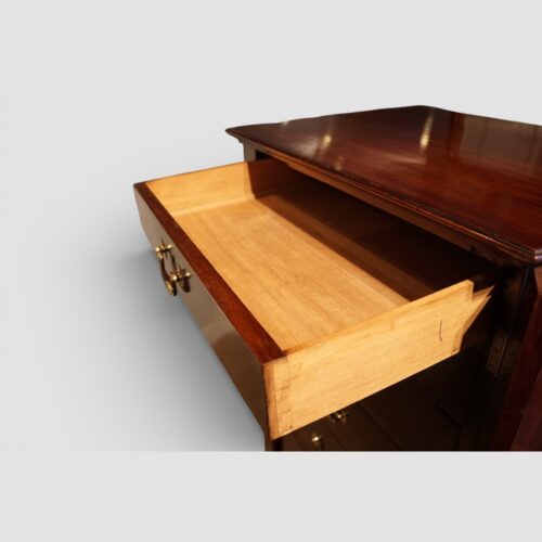 Edwardian fiddleback mahogany Wellington chest drawer lining