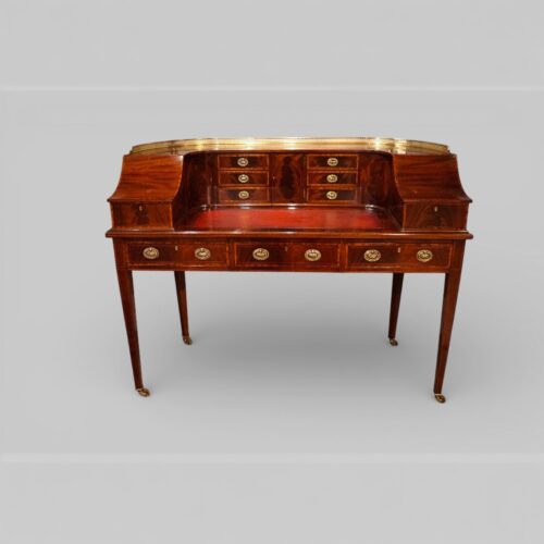 Edwardian inlaid mahogany Carlton House desk 1