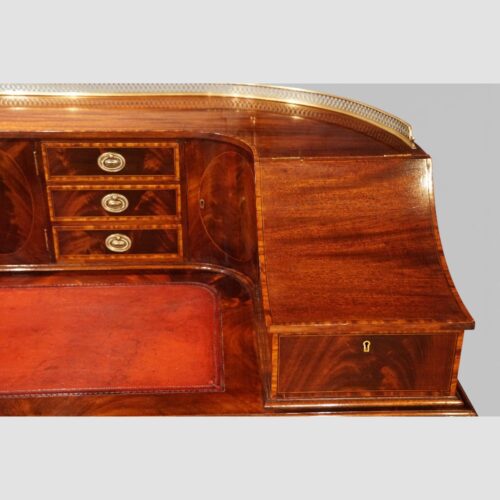 Edwardian inlaid mahogany Carlton House desk stationary box lid