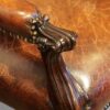 Pair of Victoran button back open arm chairs arm detail