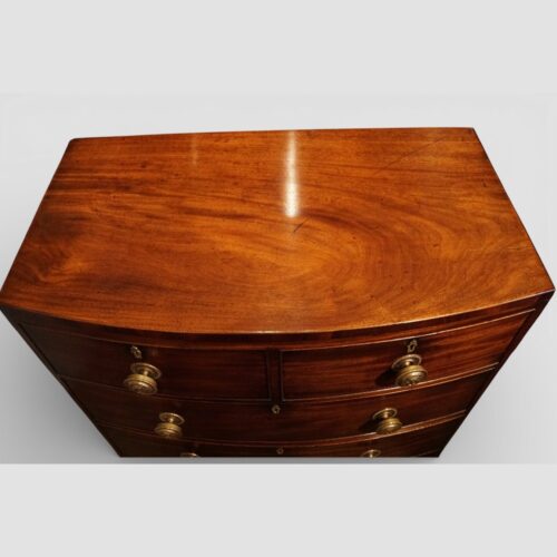 Regency mahogany bow front chest small size top