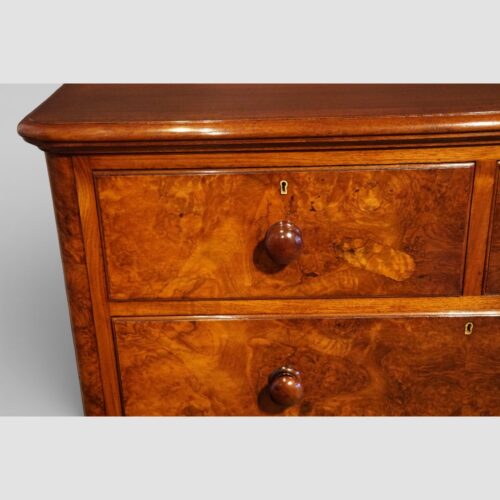 Victorian burr walnut chest of drawers drawer