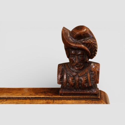 Victorian carved oak settle cavalier surmount