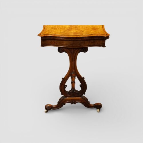 Victorian walnut serpentine card table end support