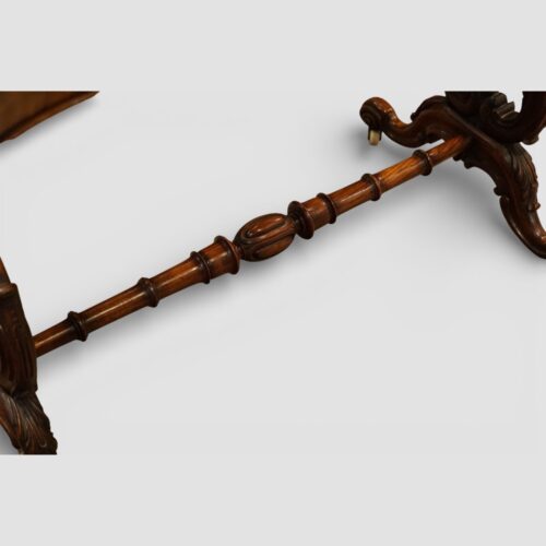 Victorian walnut serpentine card table stretcher
