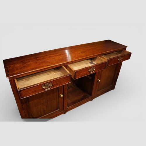 19thc oak dog kennel dresser base drawers open