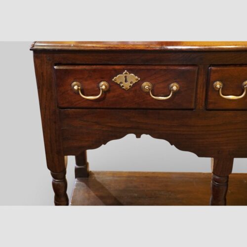 Antique oak pot board dresser base c.1780 drawer detail