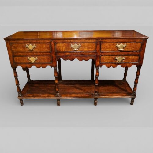 Georgian oak pot board dresser base front