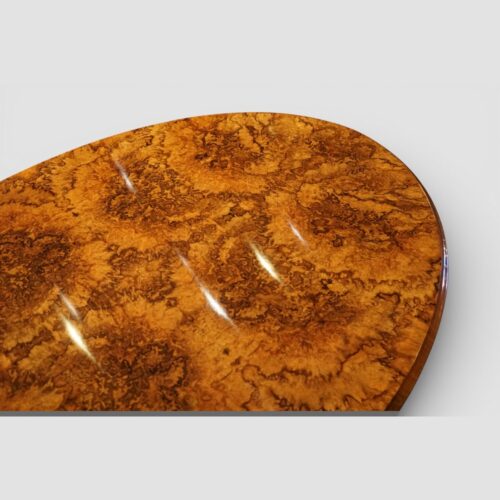 Victorian burr walnut coffee table top detail