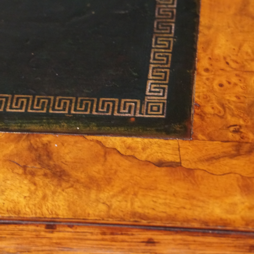 Victorian burr walnut pedestal desk gilt tooling