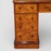 Victorian burr walnut pedestal desk left drawers
