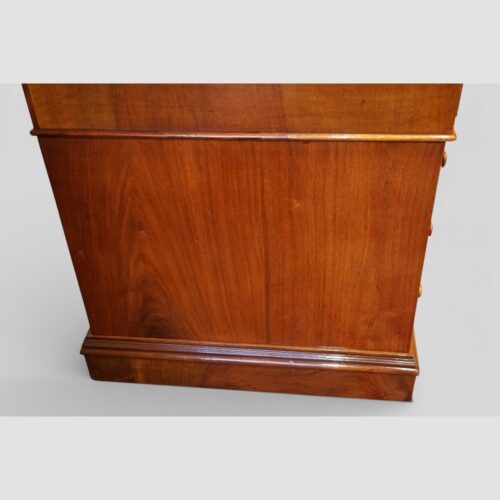 Victorian burr walnut pedestal desk side