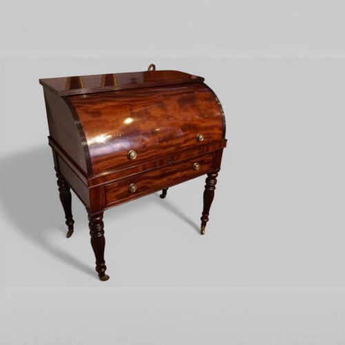 19thc mahogany cylinder desk angle