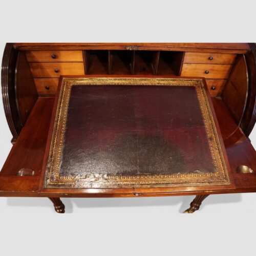 19thc mahogany cylinder desk leather