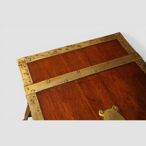 Antique brass bound teak trunk brass edge