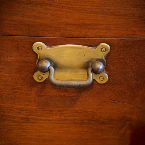 Antique brass bound teak trunk handle