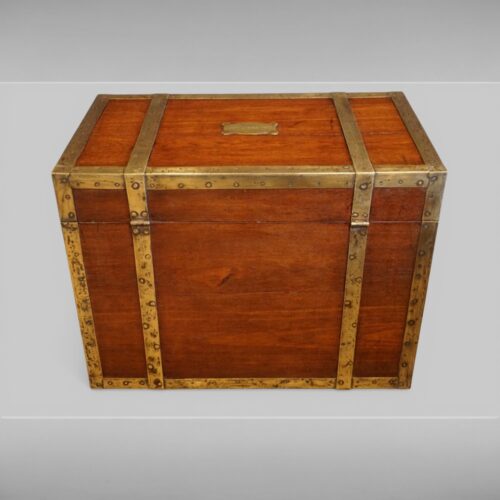 Antique brass bound teak trunk rear