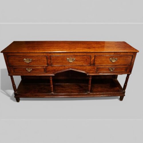 George III oak dresser pot board dresser base front