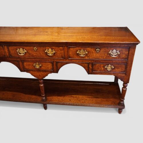 Georgian oak dresser base front detail