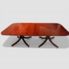 Georgian style inlaid mahogany twin pillar dining table without leaf