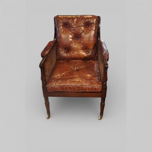 Regency mahogany bergere chair