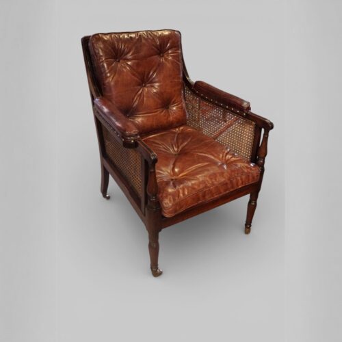Regency mahogany bergere chair