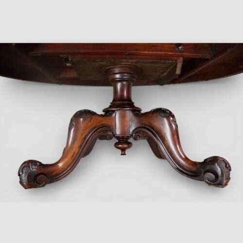 Victorian burr walnut coffee table base view