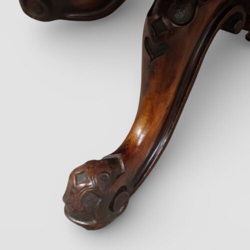 Victorian burr walnut coffee table leg detail