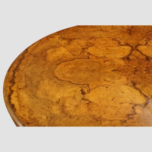 Victorian burr walnut coffee table top detail