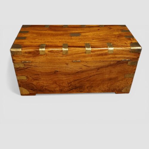 Victorian camphor wood campaign trunk back