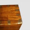 Victorian camphor wood campaign trunk brass corner detail