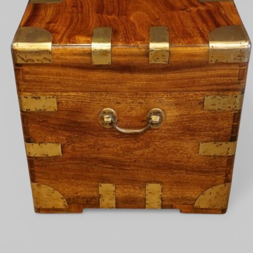 Victorian camphor wood campaign trunk end