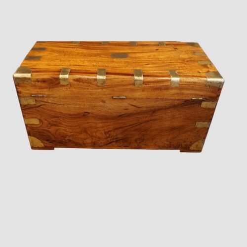 Victorian camphor wood campaign trunk rear