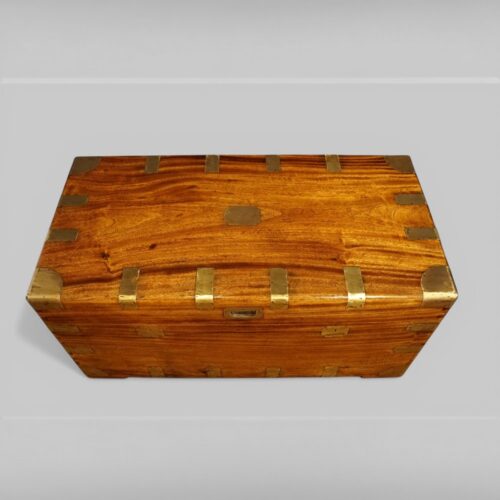 Victorian camphor wood campaign trunk top