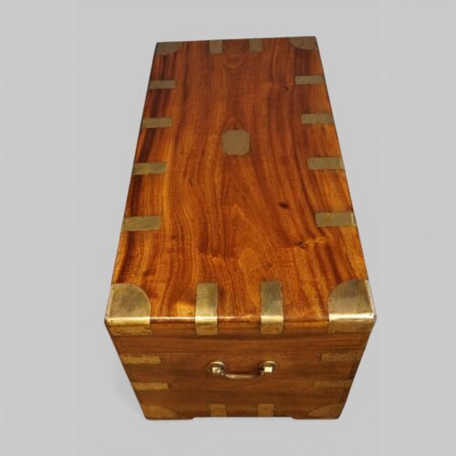 Victorian camphor wood campaign trunk top detail