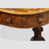Victorian inlaid walnut kidney desk drawer detail